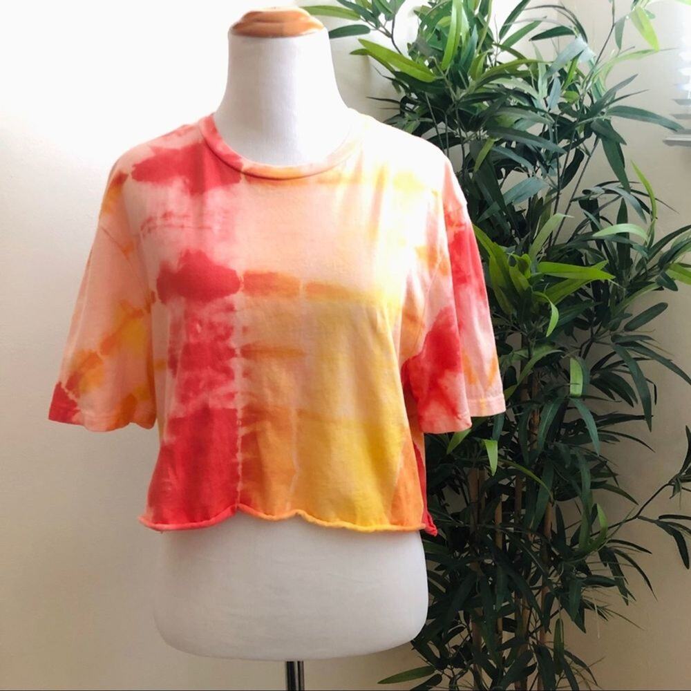 Custom tie dye crop top | S/M | Red/yellow